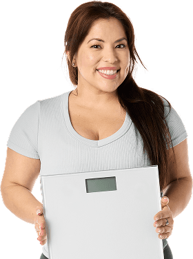 Woman holding scale