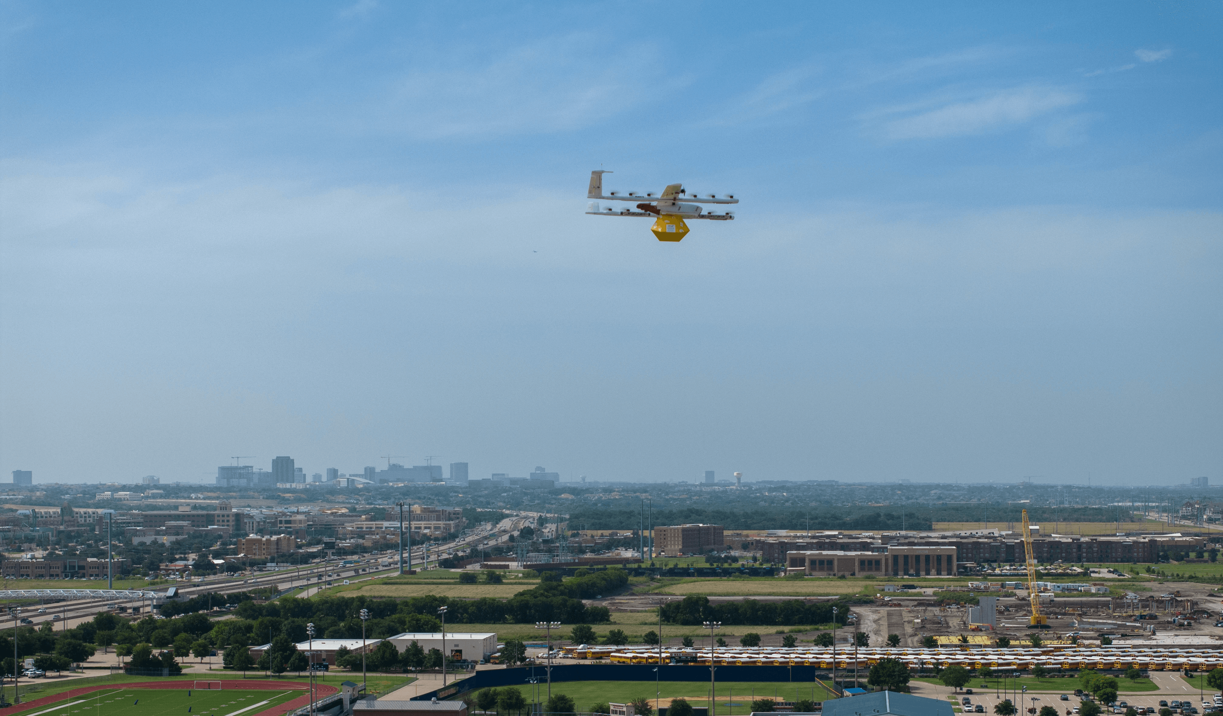Drone flies in the Dallas-Fort Worth area.